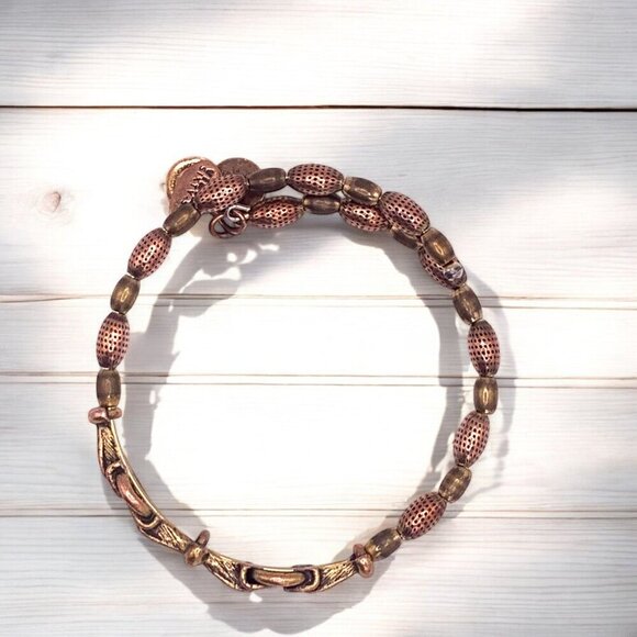 Alex and Ani Copper Bead Wrap Charm Bracelet Gold Finish - Expands To Fit - Picture 1 of 3